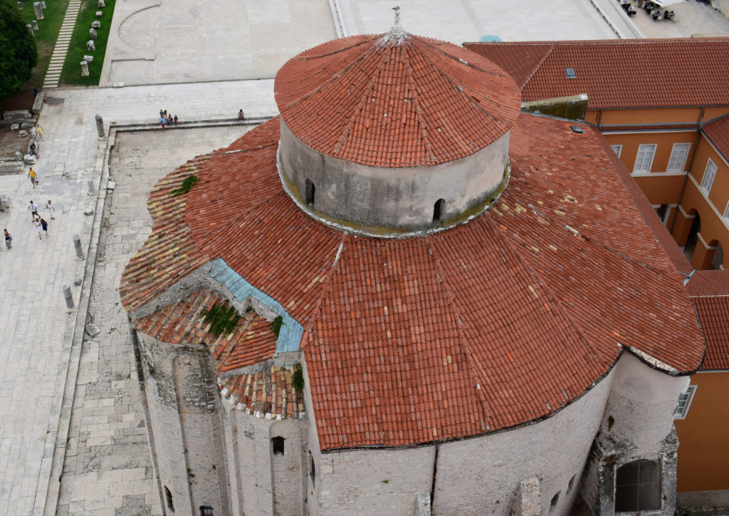 Image shows St Donatus Church. A view from above it. 24 hours in Zadar
