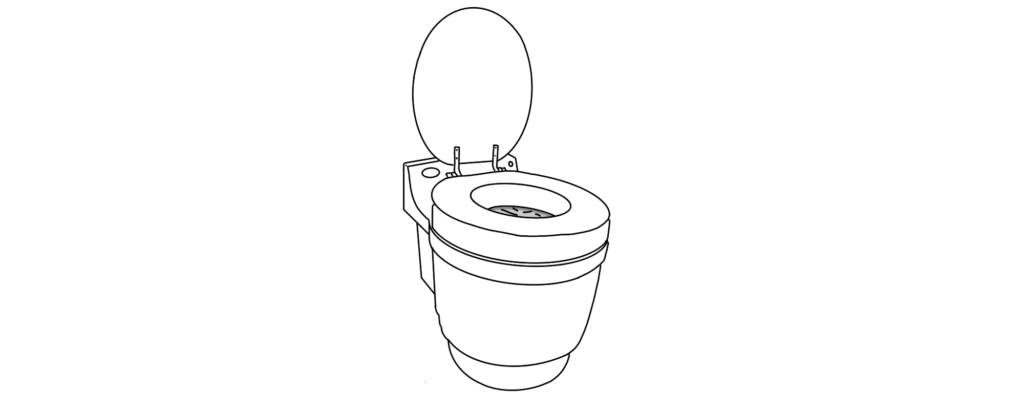 A simple outline drawing of the Laveo Dry Flush Toilet