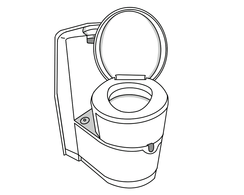 A simple line drawing of the Thetford C224-CW toilet