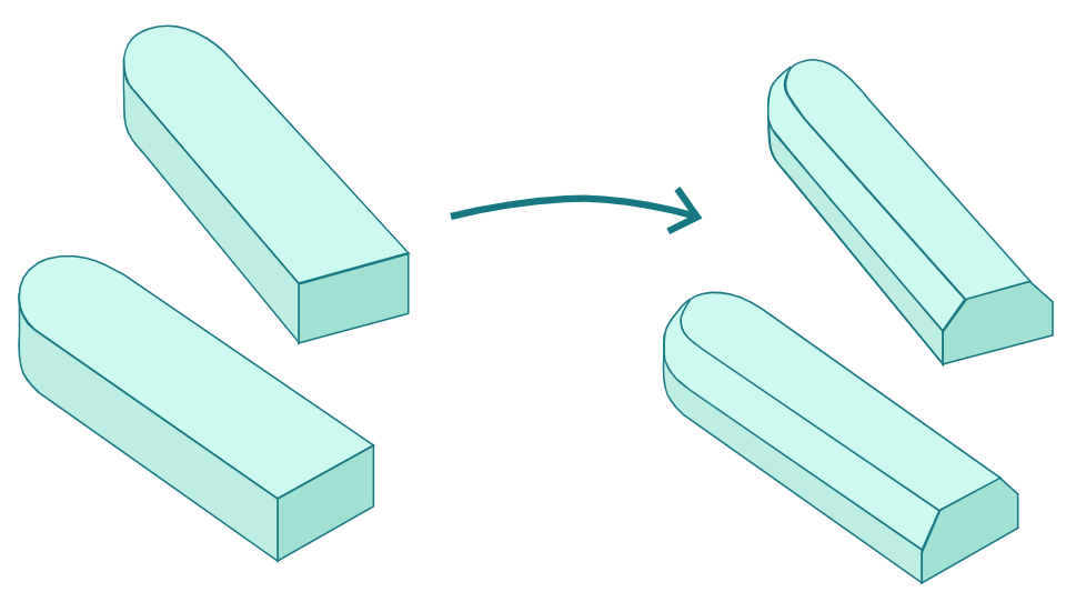 diagram of foam pieces with edges trimmed