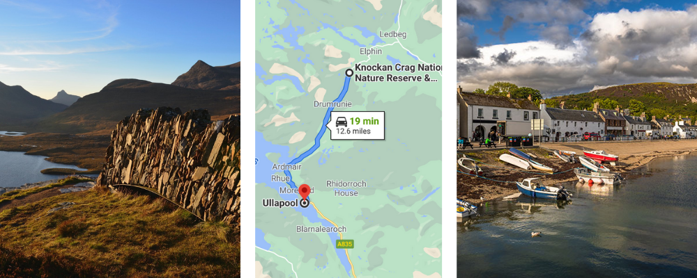 NC500 10 Day itinerary - Day 6
Trio of images - knockan Crag, driving route, Ullapool.