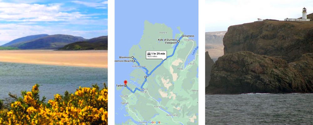 NC500 14 day itinerary - Day 7
Trio of images - Kyle of Durness , driving route , Lighthouse at cape Wrath.