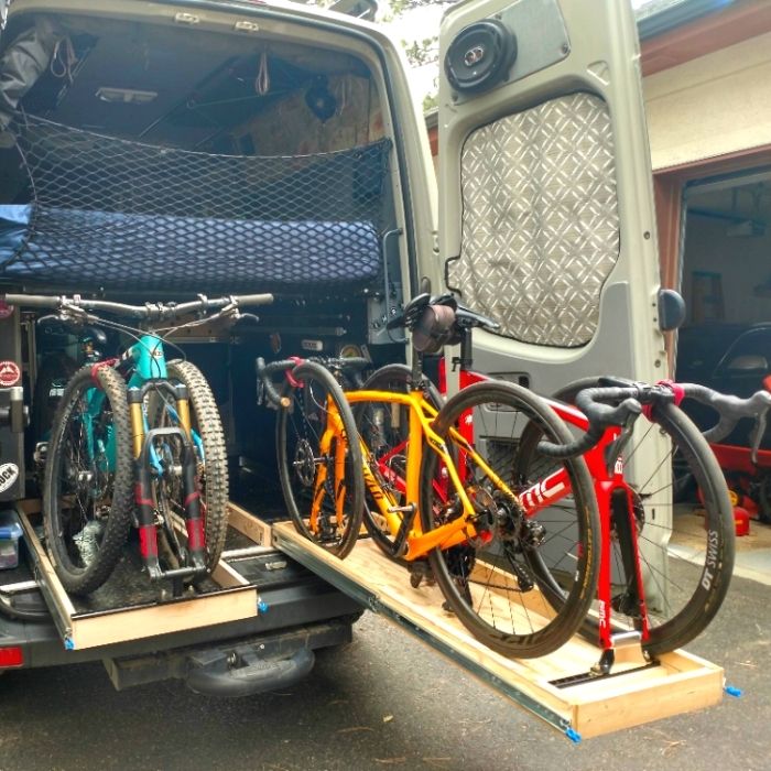 campervan bike rack - indoor storage