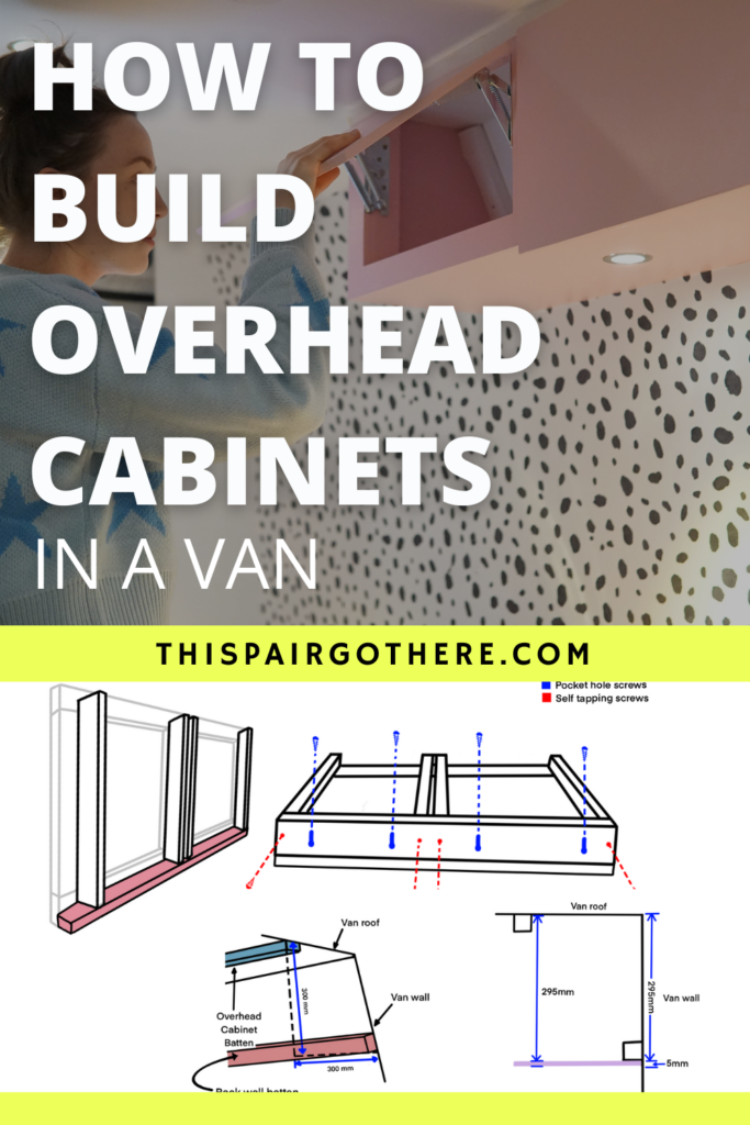 When living in a small space, storage is KEY! Overhead cabinets are the best possible solution. This post explores, what size would suit your needs, where to position them, and most importantly... how to build them. These cabinets are lightweight, strong, and built to last! Van Storage | Van overhead cabinets | van storage guide | how to build overhead cabinets | van storage ideas | van shelving