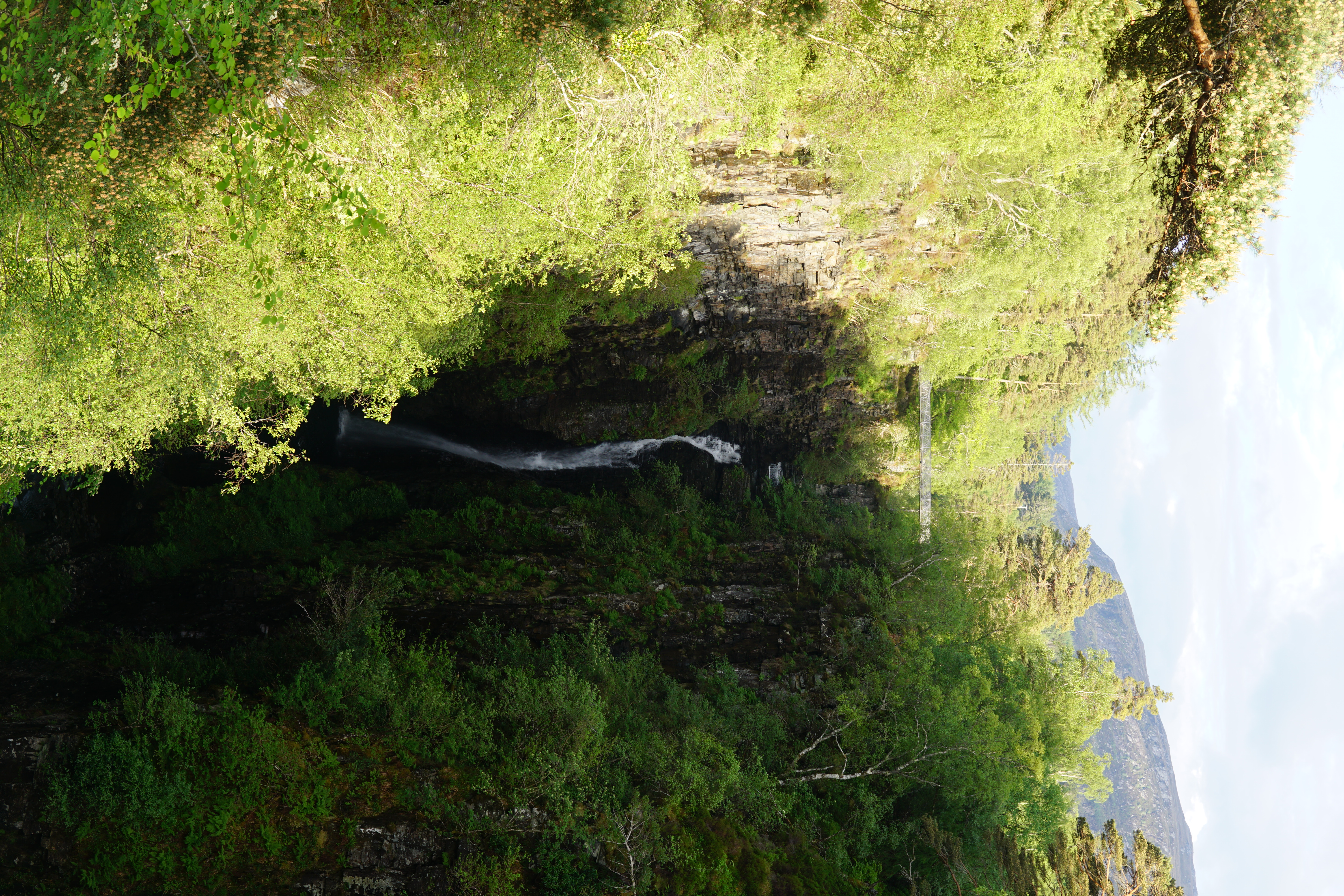 A view of the Corrieshalloch Gorge and Waterfall from the designated viewing platform