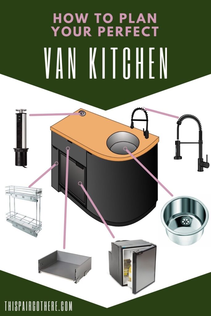 The kitchen is one of the most important parts of your van build. Before jumping in to build your campervan kitchen, it is vital that you take the time to carefully plan your kitchen layout so it suits your needs to a tee. This guide will help you ask yourself all the right questions about what your kitchen should look like. Includes clear diagrams and a downloadable PDF. #vanbuild #diyvankitchen #diyvanbuild #vankitchen | campervan kitchen | van kitchen layout | van kitchen design