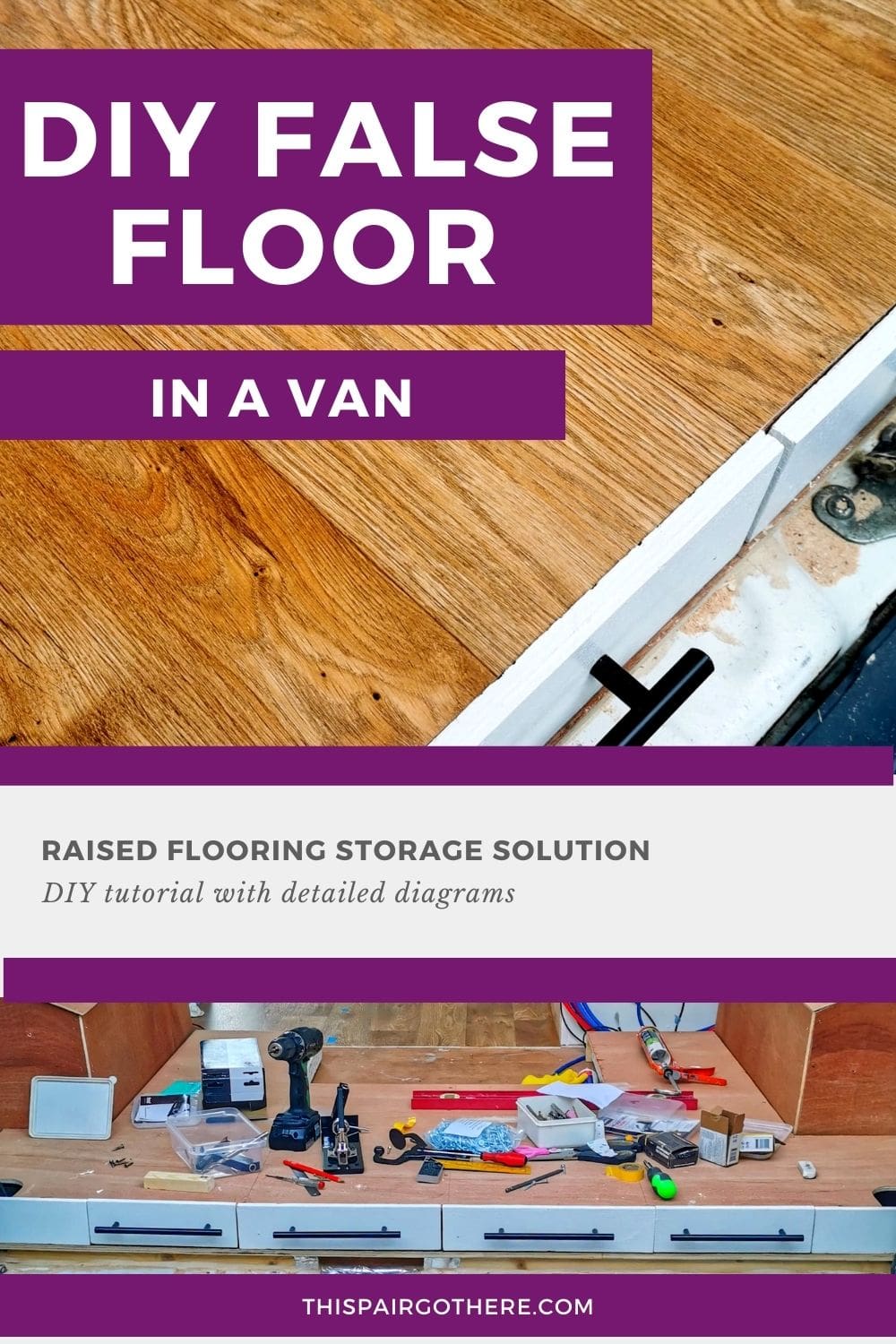 Smart storage solutions in a van are essential. The garage area is fantastic for storing large items, it will also be home to the small items such as tools, hoses and whatever else your heart desires. These small bits and pieces are better kept organised or they will simply get lost. That's why we think a false floor is a must in the garage space. This post will guide you through how to create a DIY false floor for your van, not to mention giving your tiny space the wow factor. | Raised Floor |
