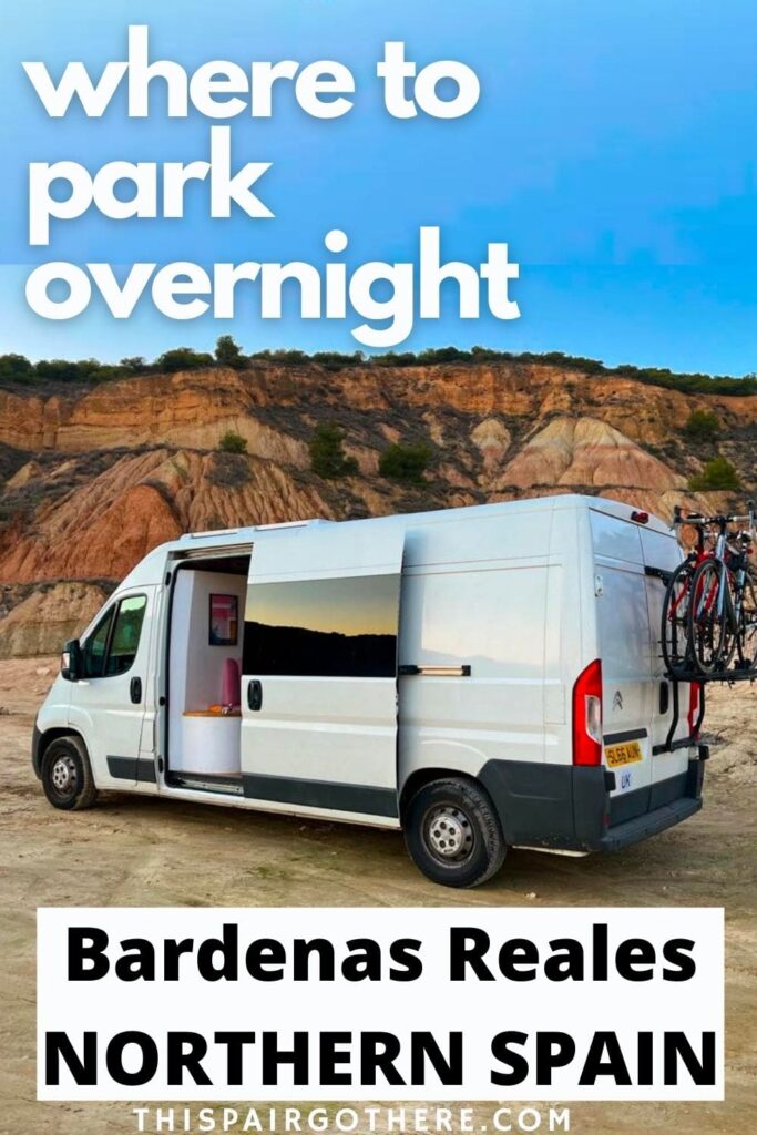 A complete review of facilities, views, signal, and more at a stunning spot that allows overnight parking just outside the Barenas Reales national park, northern Spain. This spot is one of the most scenic and impressive places we've ever experienced. But is it worth staying the night? We certainly think so! Vanlife | Paces to park overnight in Spain | Park for night | Wild camping | where to park in Spain | Bardenas Reales | Navarra | Wild camping in Spain | Free motorhome parking Spain