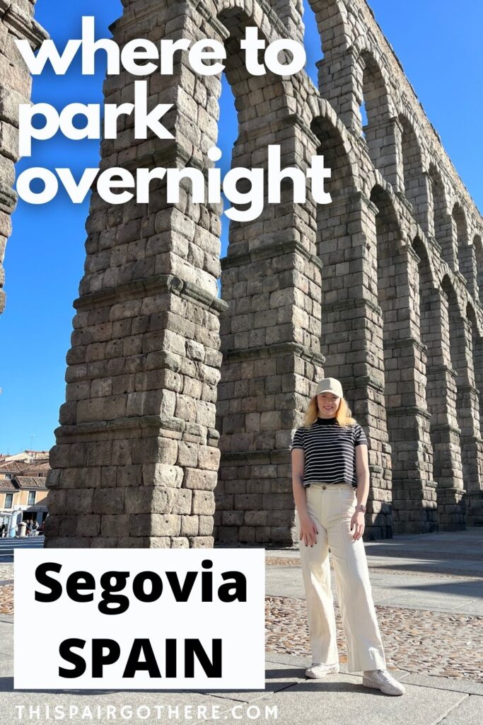 A complete review of facilities, views, signal, and more at a stunning car park that allows overnight parking that looks onto a traditional bull ring on the outskirts of Segovia, Spain. This car park is undeniably scenic, but is it worth staying the night? We certainly think so! Vanlife | Paces to park overnight in Spain | Park for night | Wild camping | where to park in Spain | Segovia | Madrid | Wild camping in Spain | Free motorhome parking Spain
