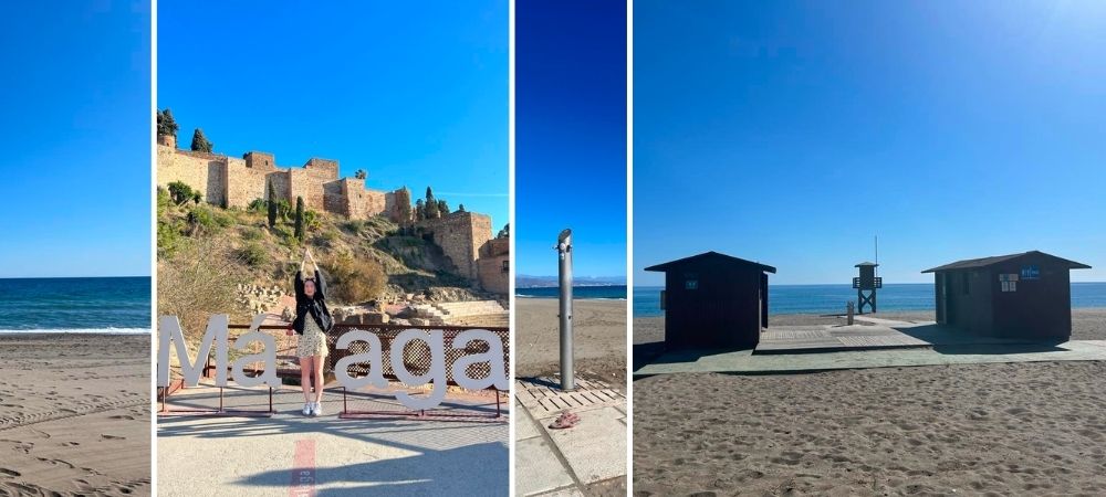 A collage of images from malaga, including a spectacular place to wild camp.