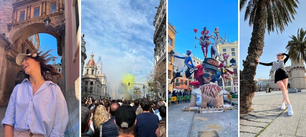 A collage of images from Valencia taken throughout the Las fallas festival