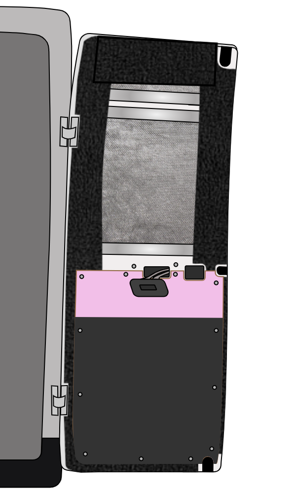decorated back door panel installation (1)
~how to cover and insulate and cover van back doors~