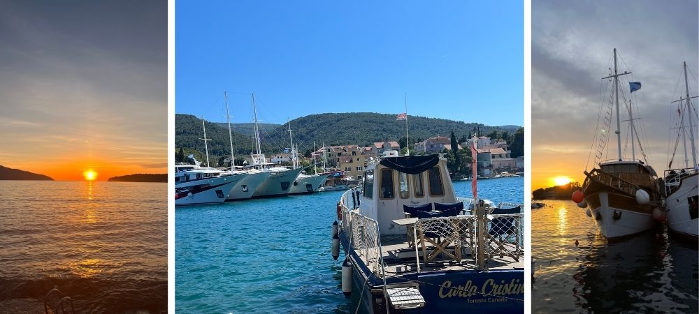 images of the see with large boats in Stari Grad, Croatia