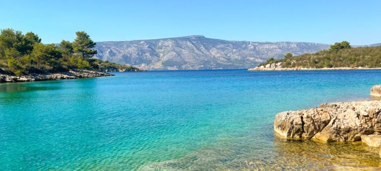 Image of a secluded beach on the island of Hvar. Is Hvar worth visiting? thispairgothere.com