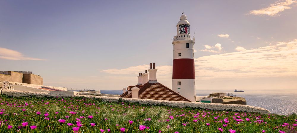 A view of the lighthouse which can be found at the southern most point on Gibraltar. It is also known as Europa Point.