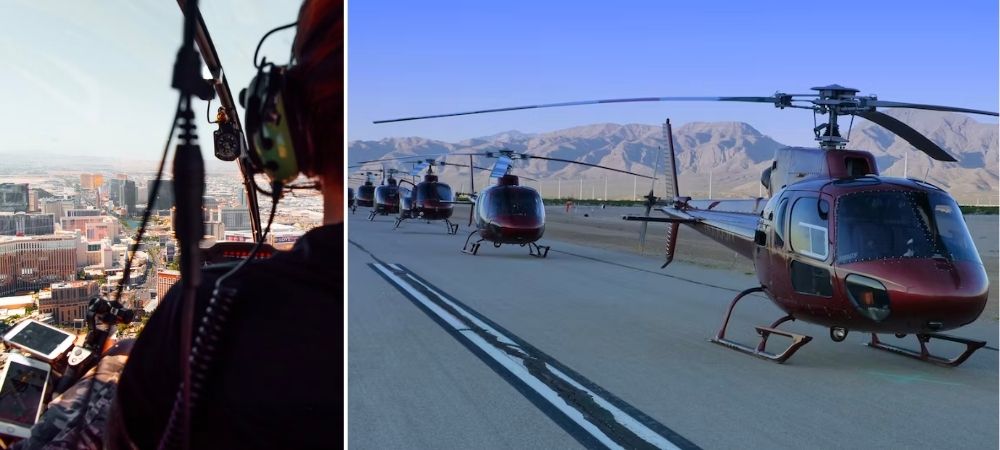 An image of a helicopter ride over the Las Vegas Strip - one of the most unusual and special things to do in Las Vegas