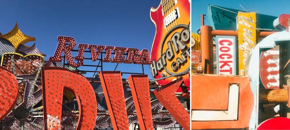 A collage of image of the Neon Museum on Las Vegas